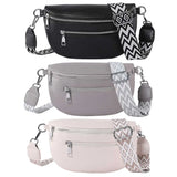 Women's PU Leather Crossbody Fanny Pack with Wide Strap
