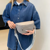Women's PU Leather Crossbody Fanny Pack with Wide Strap