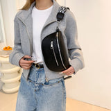 Women's PU Leather Crossbody Fanny Pack with Wide Strap