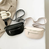 Women's PU Leather Crossbody Fanny Pack with Wide Strap