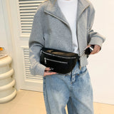 Women's PU Leather Crossbody Fanny Pack with Wide Strap