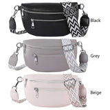 Women's PU Leather Crossbody Fanny Pack with Wide Strap