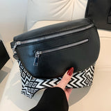 Women's PU Leather Crossbody Fanny Pack with Wide Strap