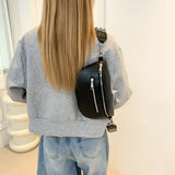 Women's PU Leather Crossbody Fanny Pack with Wide Strap