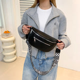 Women's PU Leather Crossbody Fanny Pack with Wide Strap
