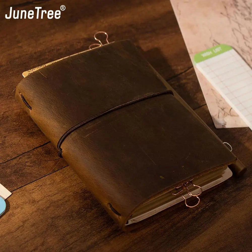 Vintage Refillable Leather Journal, Passport Size, 3 Booklet Refills