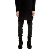 Black Ripped Skinny Jeans – Hip-Hop Scratched Biker Denim Pants with Patchwork