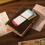 Vintage Refillable Leather Journal, Passport Size, 3 Booklet Refills