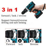 3-in-1 Cordless Impact Electric Drill and Screwdriver with 25 Torque Settings