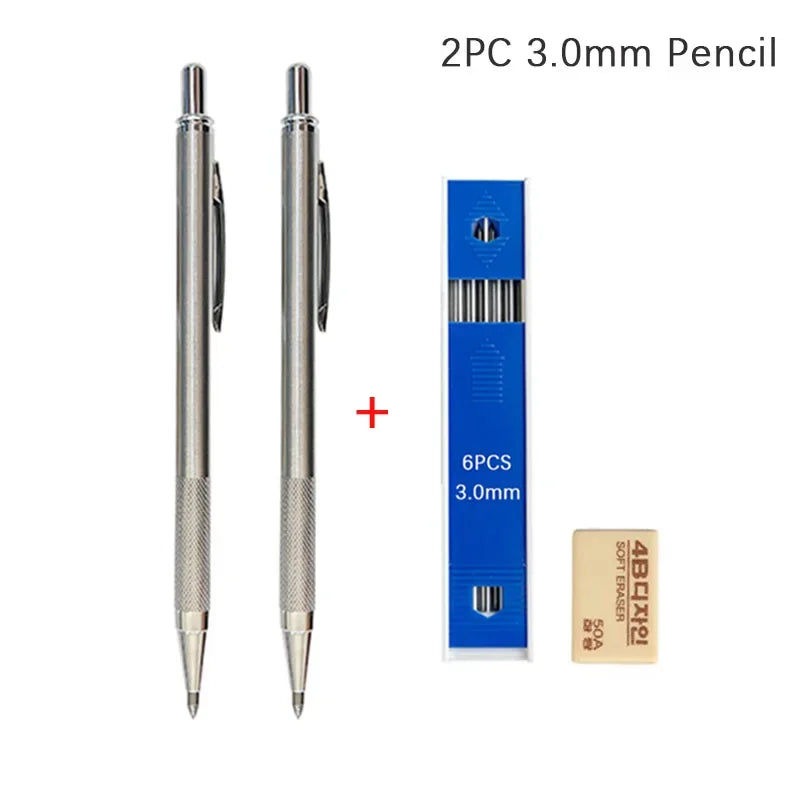 MROOFUL Mechanical Pencil Set – 0.3mm to 2.0mm, Full Metal Design for Art, Drawing, and Office Use