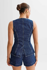 Denim-Inspired Two-Piece Summer Set for Women