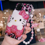 Cartoon Hello Kitty Rhinestone Protective Case for iPhone 6 to 15 Pro Max