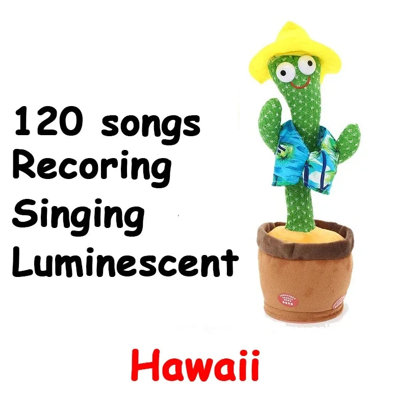 Rechargeable Dancing Cactus Plush Toy with Lights and Music