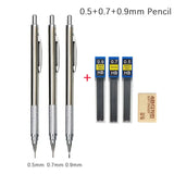 MROOFUL Mechanical Pencil Set – 0.3mm to 2.0mm, Full Metal Design for Art, Drawing, and Office Use