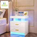 Modern Minimalist Bedside Table with Light