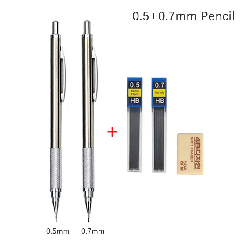 MROOFUL Mechanical Pencil Set – 0.3mm to 2.0mm, Full Metal Design for Art, Drawing, and Office Use