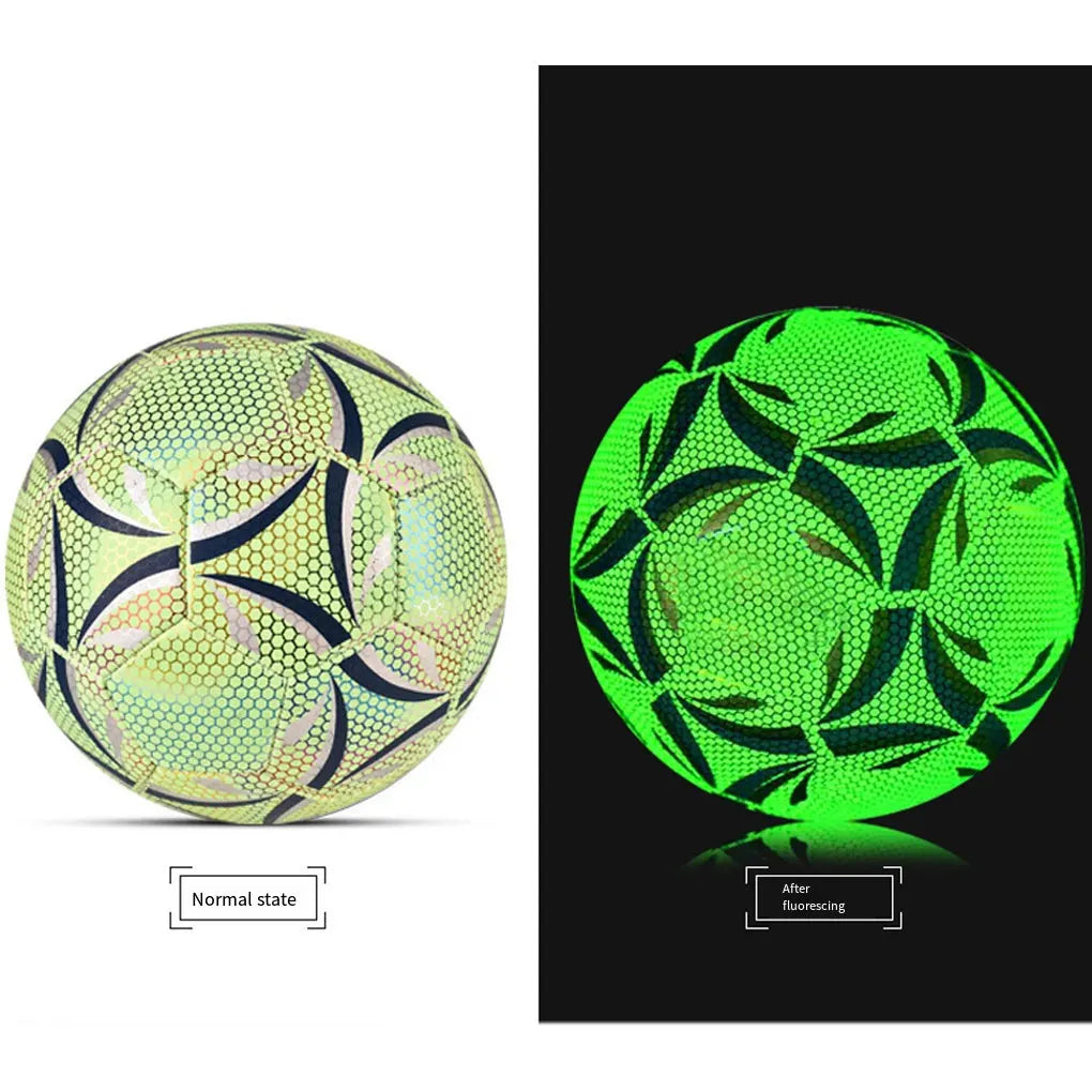 Glow-in-the-Dark Reflective Football – Size 4/5 Training Soccer Ball for Kids & Adults