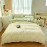 2-Sided Brushed Fabric Bedding Set - 4-Piece Solid Color Duvet Cover, Bed Sheet & Pillowcases