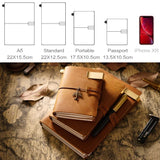 Moterm 100% Genuine Leather Travel Notebook, Vintage Cowhide Journal with Replaceable Inserts