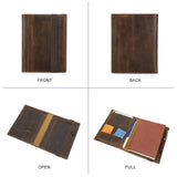 Vintage Crazy Horse Leather A5 Notebook Portfolio for iPad Mini, Travel File Folder