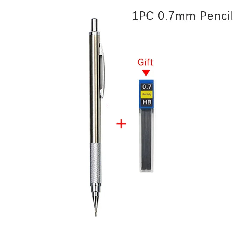 MROOFUL Mechanical Pencil Set – 0.3mm to 2.0mm, Full Metal Design for Art, Drawing, and Office Use
