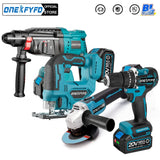 4-in-1 Brushless Power Tool Set: Angle Grinder, Hammer Drill, Jigsaw, and Screwdriver