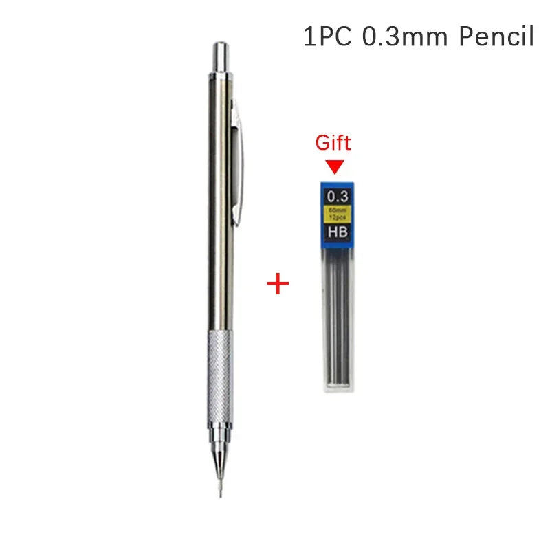 MROOFUL Mechanical Pencil Set – 0.3mm to 2.0mm, Full Metal Design for Art, Drawing, and Office Use