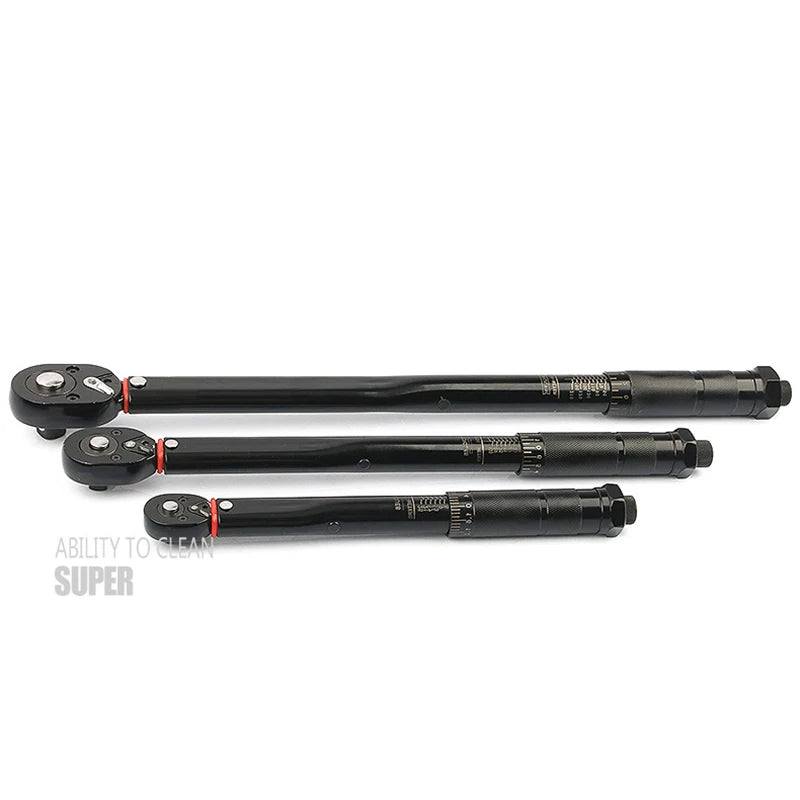 5-210N.m Adjustable Torque Wrench with 1/2'', 3/8'', 1/4'' Square Drive for Car and Bike Repair