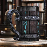 Vintage Viking Oak Barrel Beer Mug with Stainless Steel Liner