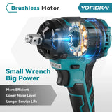 1000N.m Brushless Cordless Electric Impact Wrench for 18V Makita Battery