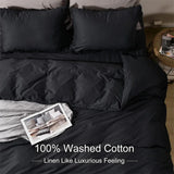 100% Washed Cotton Duvet Cover - Japanese Minimalist Style