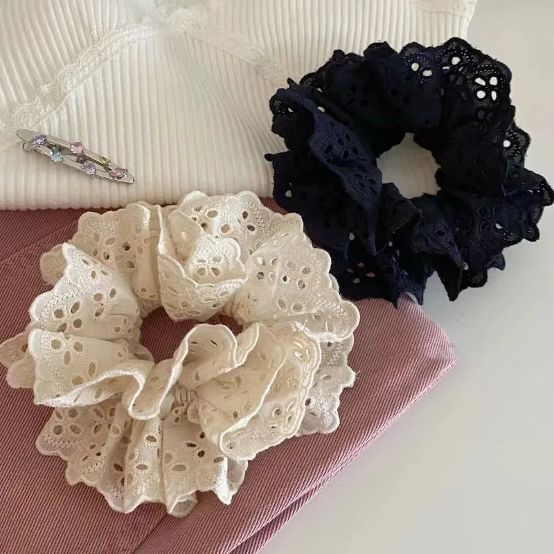 Lace Scrunchies for Women - Elastic Hair Bands & Ponytail Holders