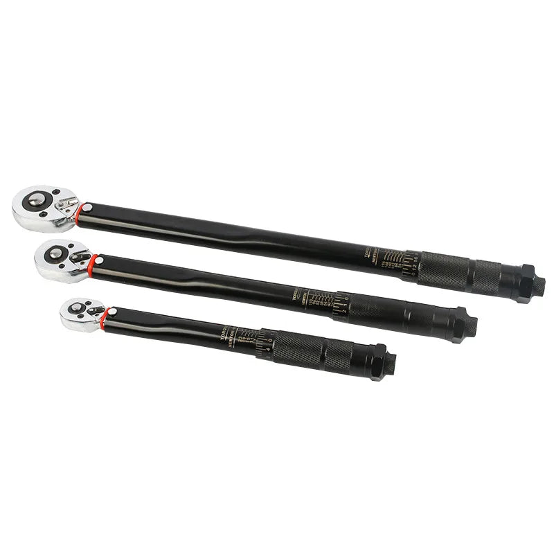 5-210N.m Adjustable Torque Wrench with 1/2'', 3/8'', 1/4'' Square Drive for Car and Bike Repair