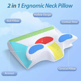 Memory Foam Cervical Pillow - 2 in 1 Ergonomic Contour Orthopedic Pillow