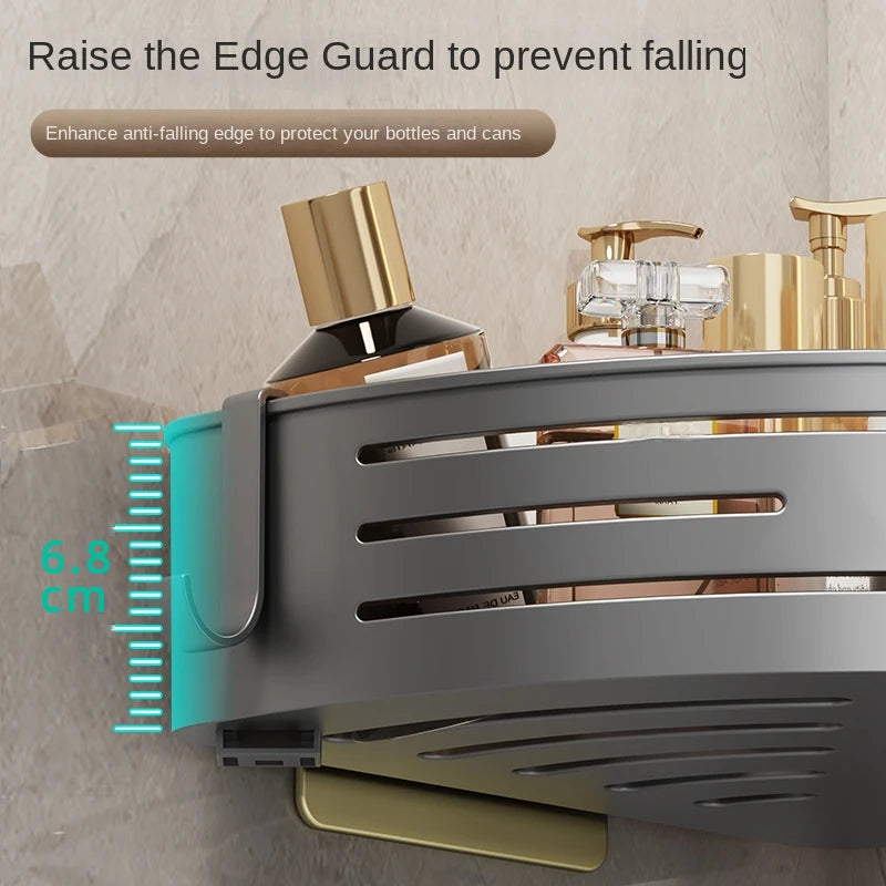 No-Drill Shower Corner Shelf with Towel Bar and Hooks