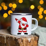 Snowman & Deer Print Enamel Coffee Mug – Perfect for Christmas Gifts