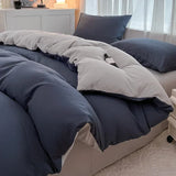 2-Sided Brushed Fabric Bedding Set - 4-Piece Solid Color Duvet Cover, Bed Sheet & Pillowcases