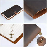 Moterm 100% Genuine Leather Travel Notebook, Vintage Cowhide Journal with Replaceable Inserts