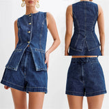 Denim-Inspired Two-Piece Summer Set for Women