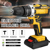 3-in-1 Cordless Impact Electric Drill and Screwdriver with 25 Torque Settings