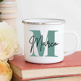 Personalized Enamel Mug with Initial & Name – Perfect for Weddings & Gifts