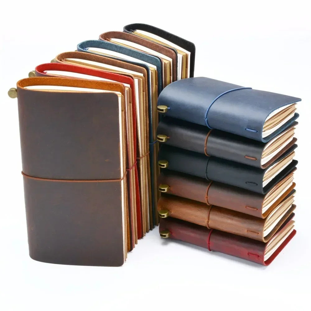 Moterm 100% Genuine Leather Travel Notebook, Vintage Cowhide Journal with Replaceable Inserts