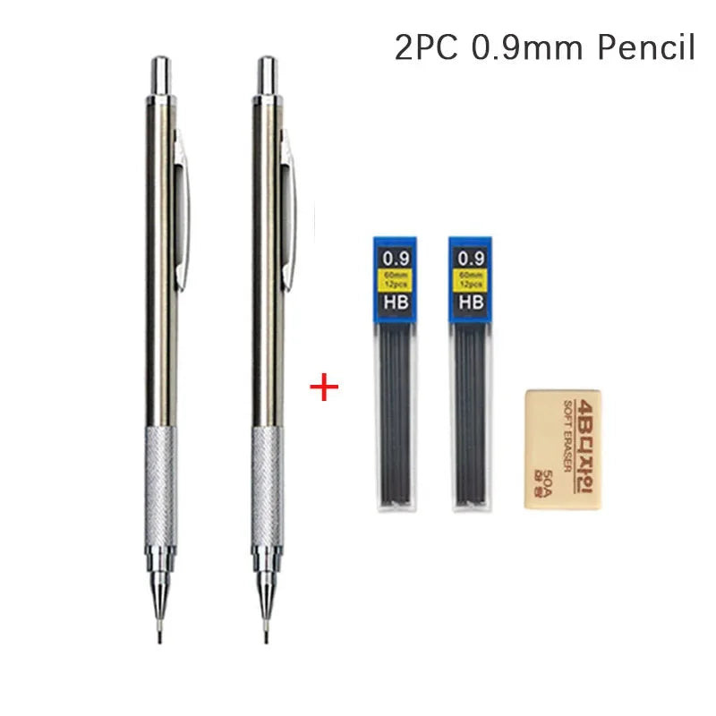 MROOFUL Mechanical Pencil Set – 0.3mm to 2.0mm, Full Metal Design for Art, Drawing, and Office Use