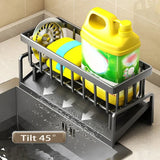 Stainless Steel Kitchen Sink Sponge Holder – Self-Draining Organizer for Soap and Towels