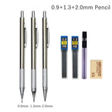 MROOFUL Mechanical Pencil Set – 0.3mm to 2.0mm, Full Metal Design for Art, Drawing, and Office Use