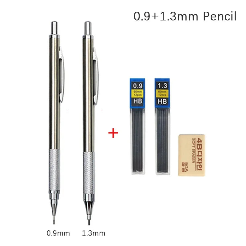 MROOFUL Mechanical Pencil Set – 0.3mm to 2.0mm, Full Metal Design for Art, Drawing, and Office Use