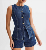 Denim-Inspired Two-Piece Summer Set for Women