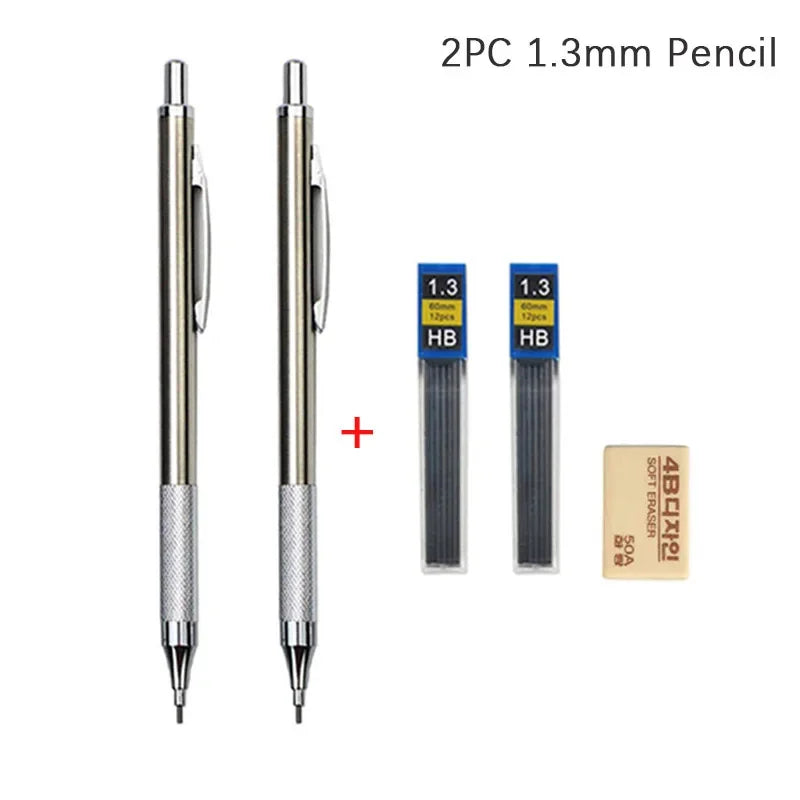 MROOFUL Mechanical Pencil Set – 0.3mm to 2.0mm, Full Metal Design for Art, Drawing, and Office Use