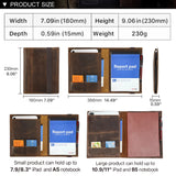 Vintage Crazy Horse Leather A5 Notebook Portfolio for iPad Mini, Travel File Folder