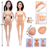 30cm Family Doll Set with Pregnant Mom and Accessories